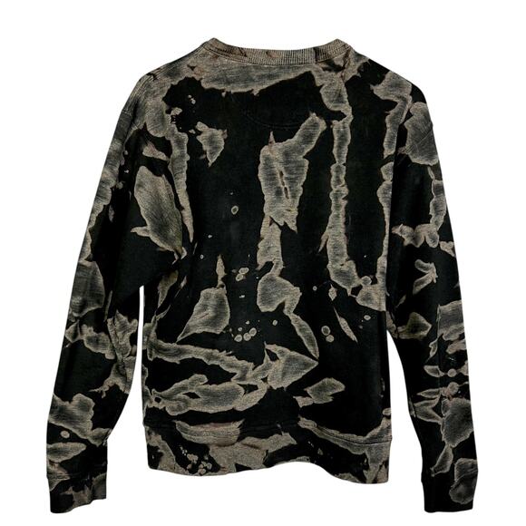 Men's Champion Black Bleach Dyed Crewneck Sweatshirt - Size Medium - Picture 2 of 5